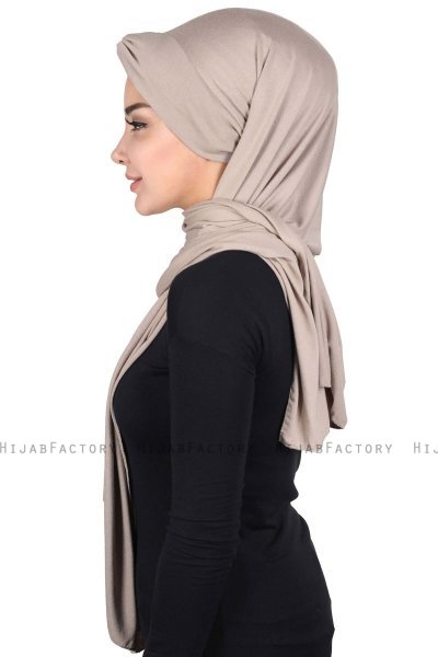 Mikaela - Hijab De Algodón Práctico Taupe & Rosa De Antaño