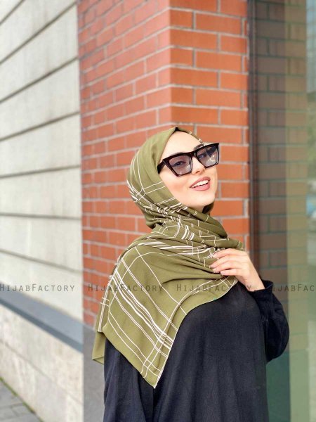 Muna - Hijab Estampado De Crepe Caqui - Mirach