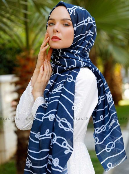 Najila - Hijab Estampado Azul Marino - Sal Evi