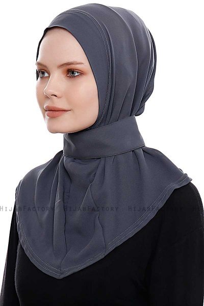 Narin - Hijab Crepe One-Piece Práctico Antracita
