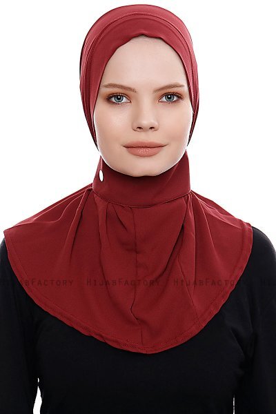 Narin - Hijab Crepe One-Piece Práctico Burdeos