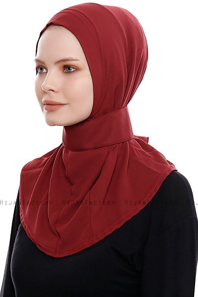 Narin - Hijab Crepe One-Piece Práctico Burdeos