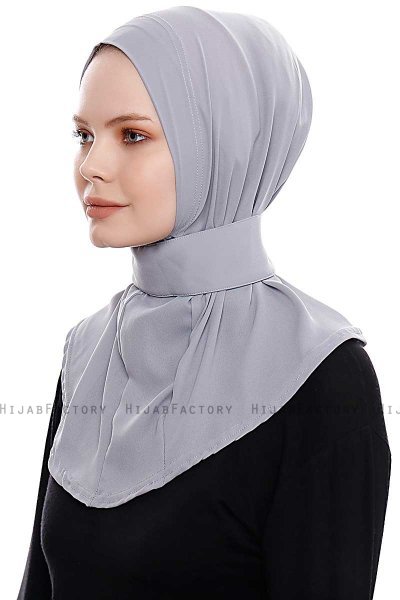 Narin - Hijab Crepe One-Piece Práctico Gris Claro
