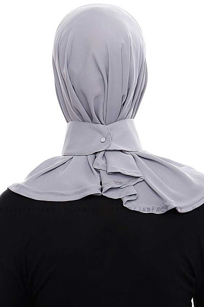 Narin - Hijab Crepe One-Piece Práctico Gris Claro