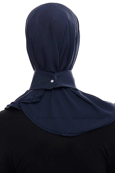 Narin - Hijab Crepe One-Piece Práctico Azul Marino