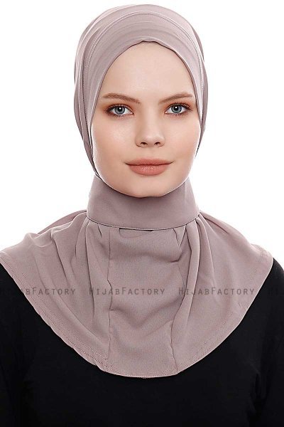 Narin - Hijab Crepe One-Piece Práctico Taupe Oscuro