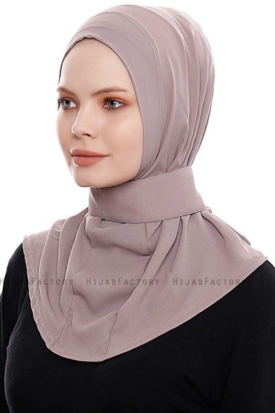Narin - Hijab Crepe One-Piece Práctico Taupe Oscuro