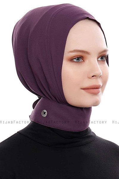 Narin - Hijab Crepe One-Piece Práctico Morado Oscuro