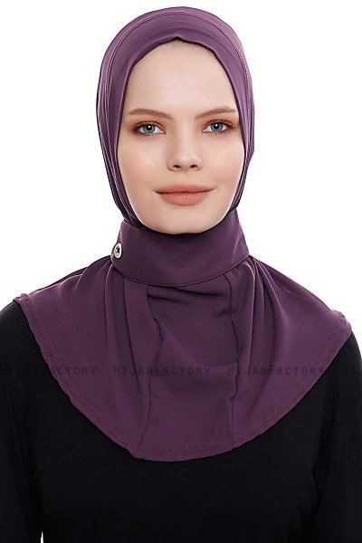 Narin - Hijab Crepe One-Piece Práctico Morado Oscuro