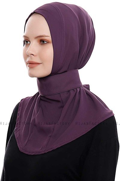 Narin - Hijab Crepe One-Piece Práctico Morado Oscuro