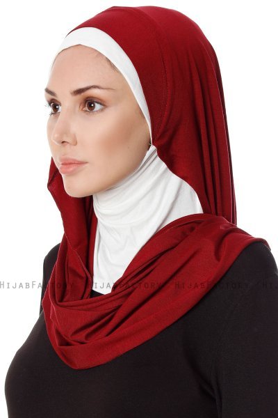 Naz - Hijab One-Piece Práctico Burdeos & Crema - Ecardin