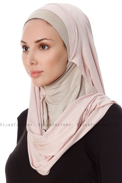 Naz - Hijab One-Piece Práctico Rosa De Antaño & Taupe Claro - Ecardin
