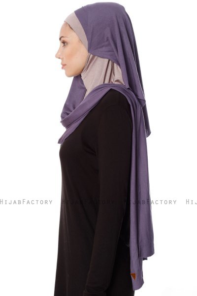 Naz - Hijab One-Piece Práctico Púrpura & Piedra Gris - Ecardin