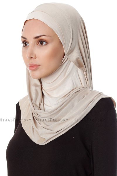 Naz - Hijab One-Piece Práctico Taupe Claro & Beige Claro - Ecardin