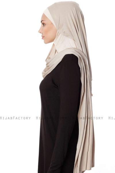 Naz - Hijab One-Piece Práctico Taupe Claro & Beige Claro - Ecardin