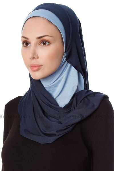 Naz - Hijab One-Piece Práctico Azul Marino & Azul Claro - Ecardin