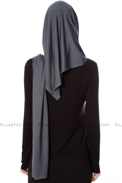Naz - Hijab One-Piece Práctico Gris Oscuro & Negro - Ecardin