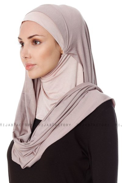 Naz - Hijab One-Piece Práctico Piedra Gris & Rosa De Antaño - Ecardin
