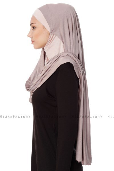 Naz - Hijab One-Piece Práctico Piedra Gris & Rosa De Antaño - Ecardin
