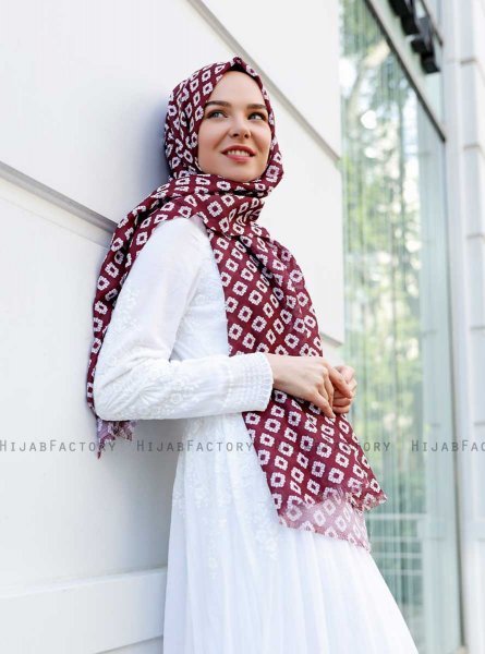 Nesrin - Hijab Estampado Burdeos - Sal Evi