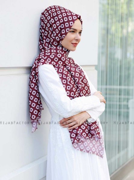 Nesrin - Hijab Estampado Burdeos - Sal Evi