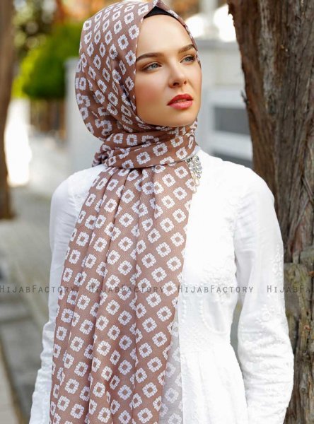 Nesrin - Hijab Estampado Marrón