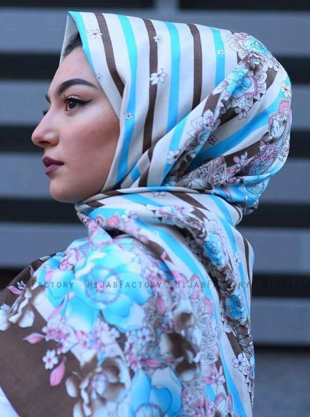 Niusha - Hijab Estampado Voile Taupe
