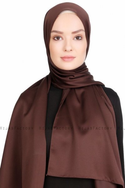 Nuray Glansig Brun Hijab 8A16a