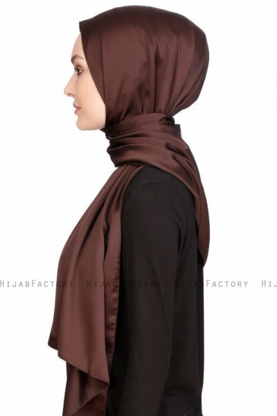 Nuray Glansig Brun Hijab 8A16c