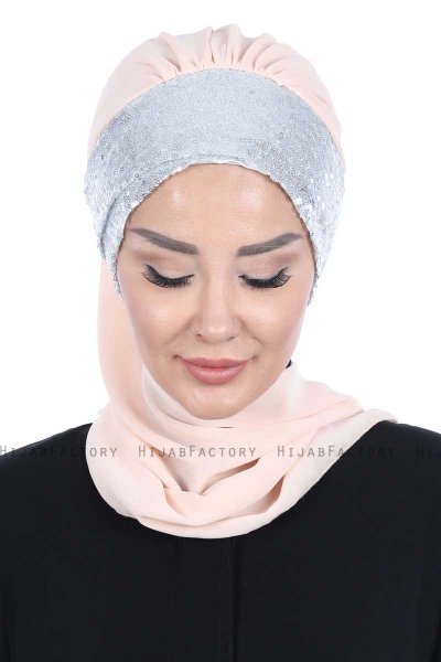 Olga - Hijab Práctico Beige & Plata