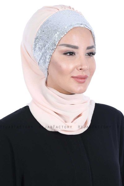 Olga - Hijab Práctico Beige & Plata