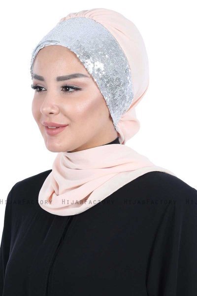 Olga - Hijab Práctico Beige & Plata