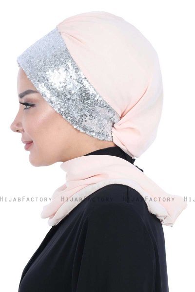 Olga - Hijab Práctico Beige & Plata