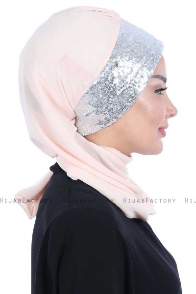 Olga - Hijab Práctico Beige & Plata