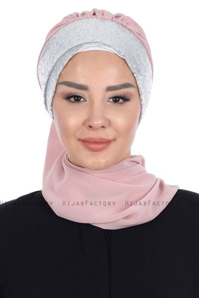 Olga - Hijab Práctico Rosa De Antaño & Plata