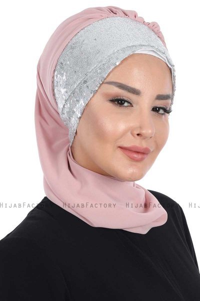 Olga - Hijab Práctico Rosa De Antaño & Plata