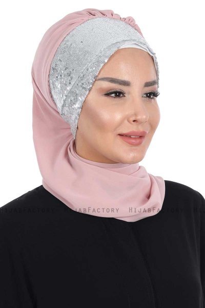 Olga - Hijab Práctico Rosa De Antaño & Plata