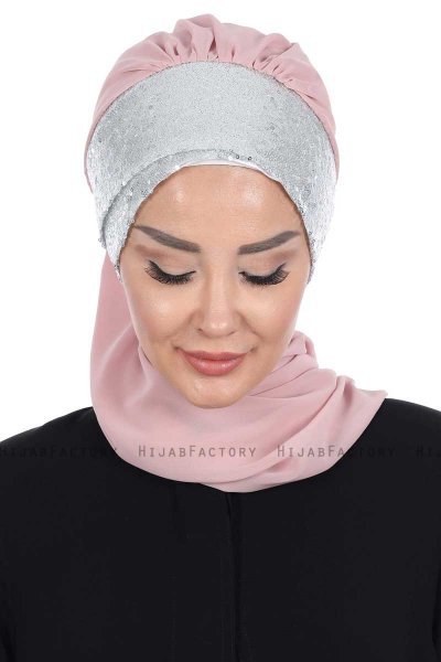 Olga - Hijab Práctico Rosa De Antaño & Plata