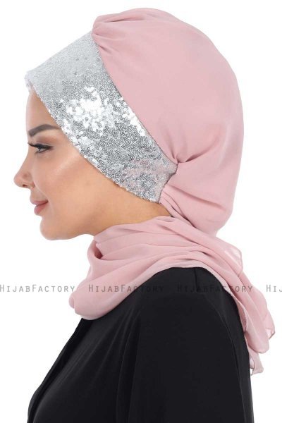 Olga - Hijab Práctico Rosa De Antaño & Plata