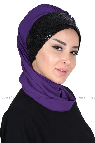 Olga - Hijab Práctico Púrpura & Negro