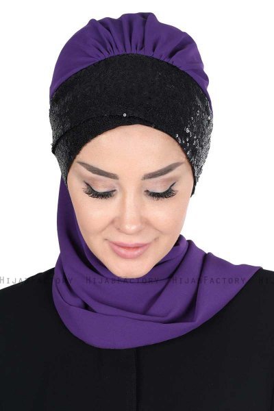 Olga - Hijab Práctico Púrpura & Negro