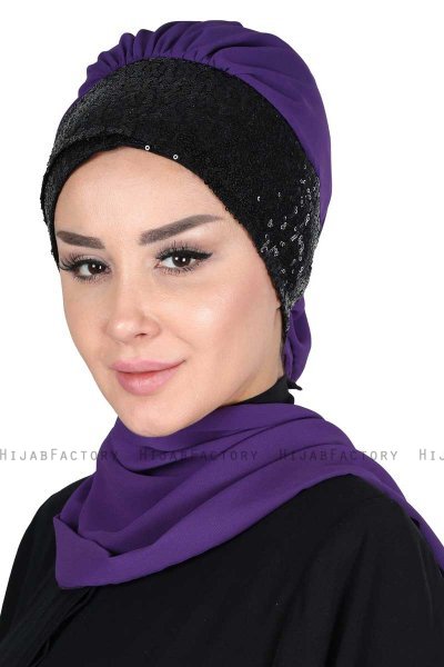 Olga - Hijab Práctico Púrpura & Negro