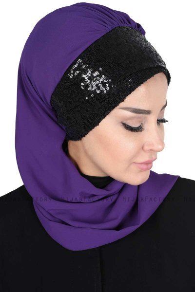 Olga - Hijab Práctico Púrpura & Negro