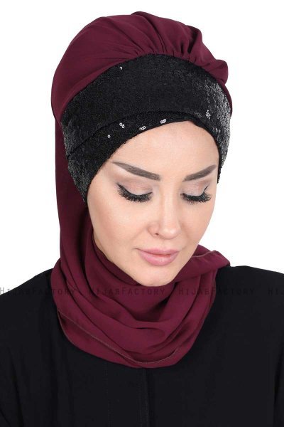 Olga - Hijab Práctico Ciruelas & Negro