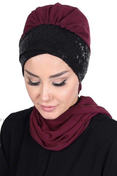 Olga - Hijab Práctico Ciruelas & Negro
