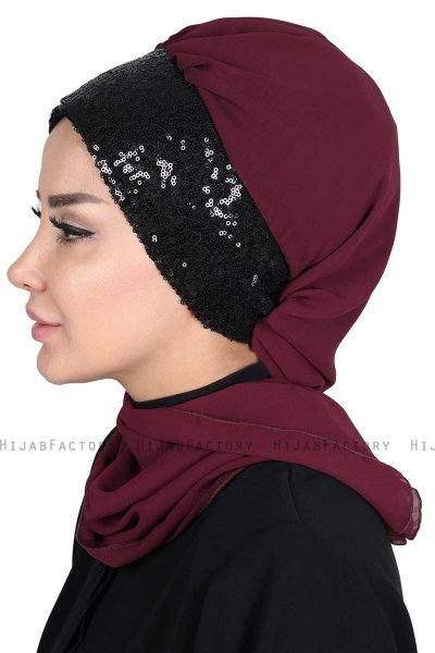 Olga - Hijab Práctico Ciruelas & Negro