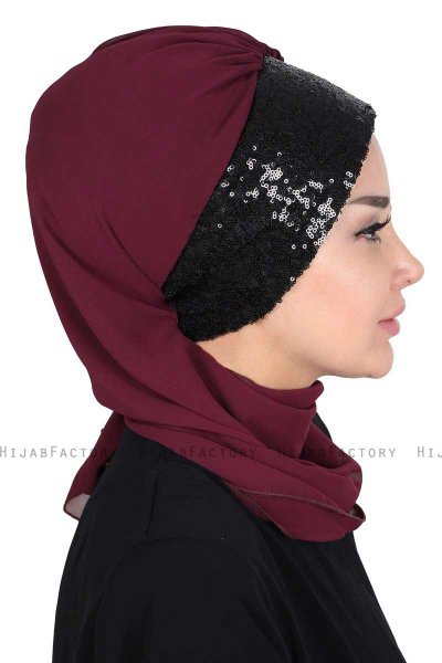 Olga - Hijab Práctico Ciruelas & Negro