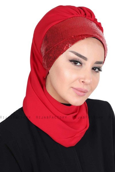 Olga - Hijab Práctico Rojo & Rojo