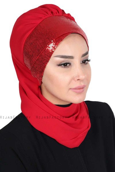 Olga - Hijab Práctico Rojo & Rojo