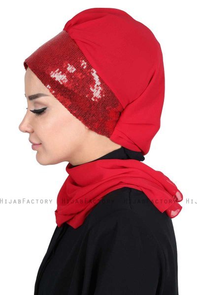 Olga - Hijab Práctico Rojo & Rojo